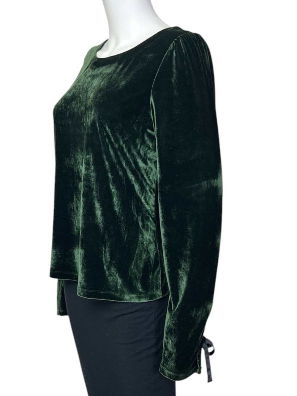 By Anthropologie Open-Back Velvet Top in Dark Green - sz L - Picture 5 of 10